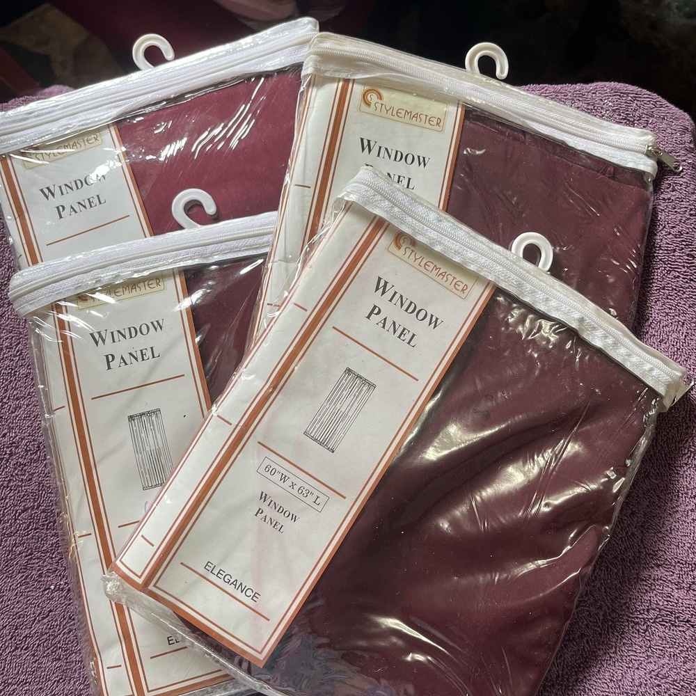 Stylemaster Elegance Sheer Voile, 60" X‎ 63" Panels Set Of 4 Burgundy Open Box